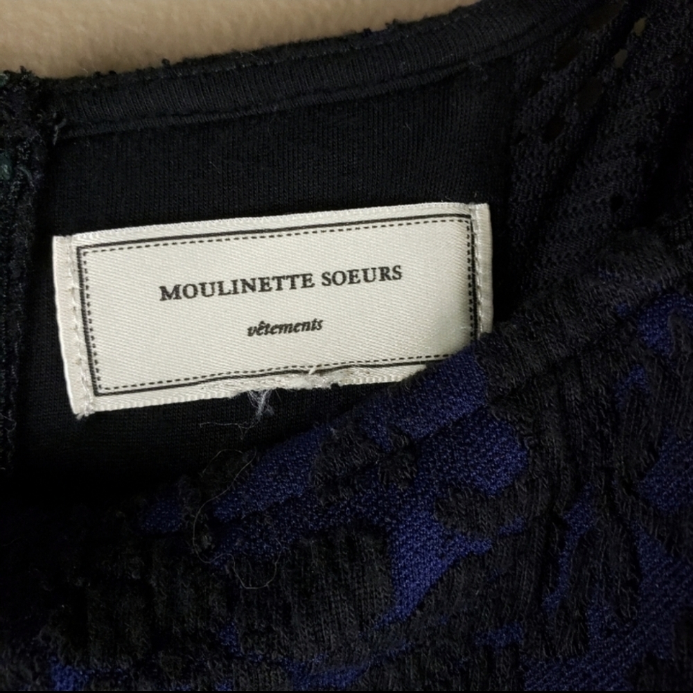 Anthropologie moulinette soeurs Blue Black Lace dress - Picture 10 of 15